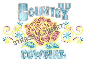 T-shirt -  Country roses cowgirl  en  strass