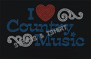 T-shirt - i coeur country music en strass