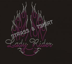 t-shirt Lady Rider Flame en strass
