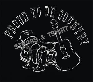 T-shirt -  proud to be country en  strass