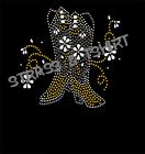 T-shirt bottes country fleur en strass C15