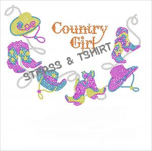 T-shirt -  collier country girl  en  strass