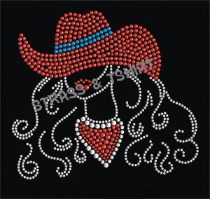 T-shirt -  femme chapeau rouge en strass