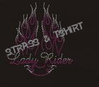 T-shirt Lady rider flame en strass D11