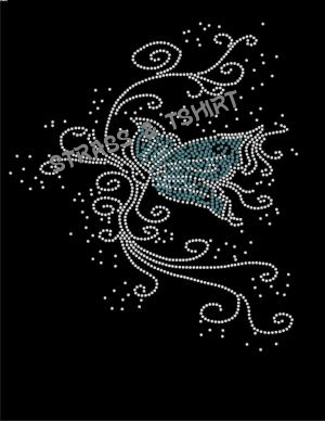 T-shirt -  Papillon bleu en  strass