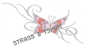 T-shirt -  papillon multicolor en  strass