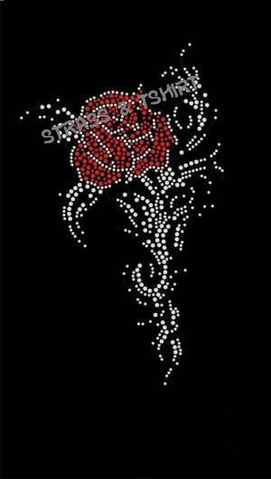 T-shirt - roses rouge  en  strass